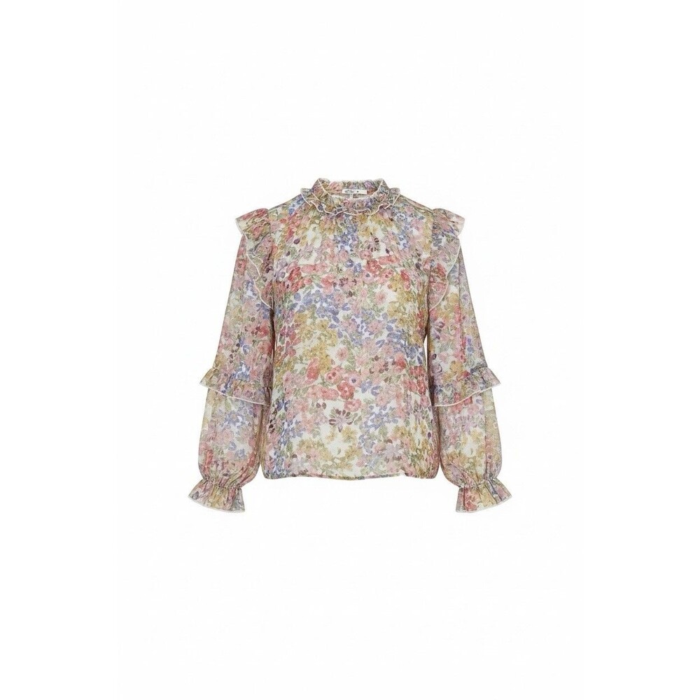 Women’s Live 4 Truth Floral Semi Sheer BoHo Ruffle Whimsy Med Pull On Top Pastel